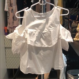 Club Monica’s - half shoulder white shirt